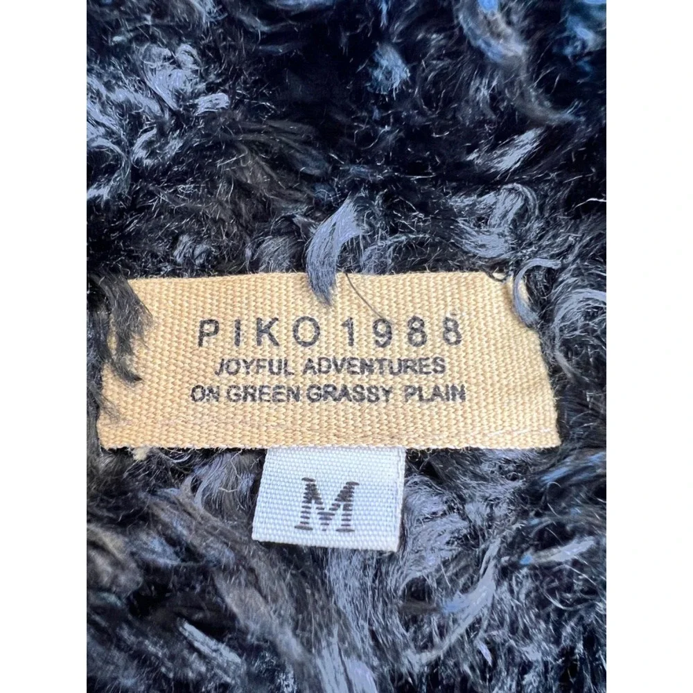 Anthropologie Piko 1988‎ Women's Faux Suede Black Open Cardigan Jacket Size M